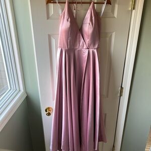 Pink hi low halter dress